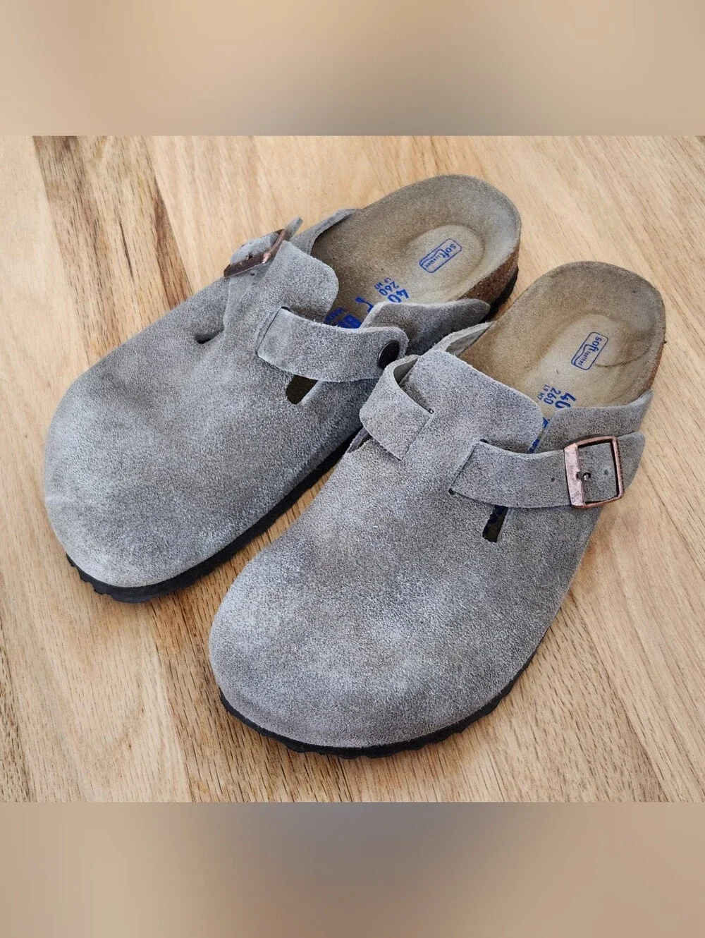 Womens 40 Birkenstock Boston Suede Clog Soft Footbed - Taupe - Picture 1 of 7